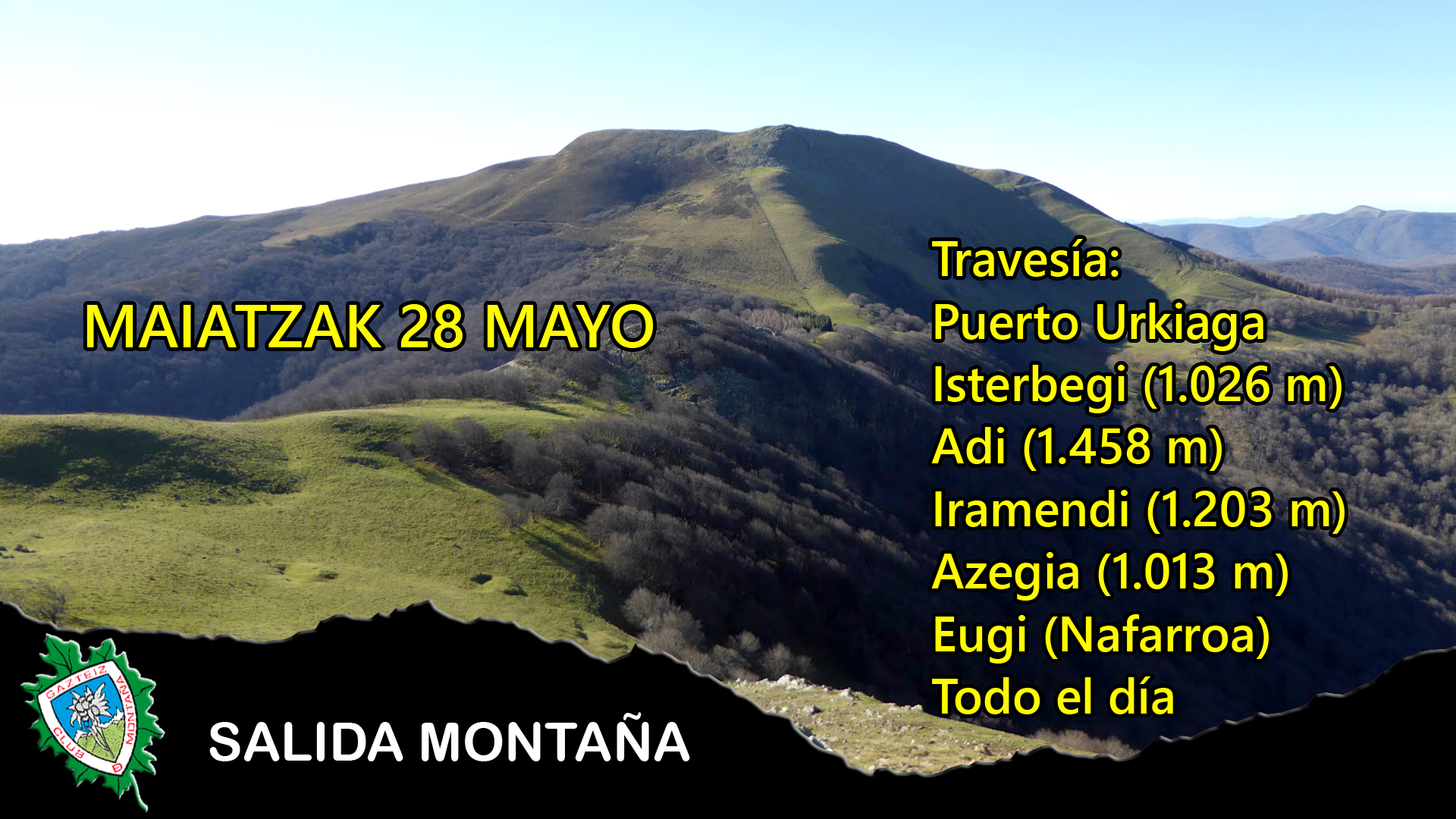 Foto Travesía: Pto Urkiaga ­ Isterbegi (1.026 m) ­ Adi (1.458 m) ­ Iramendi (1.203 m) ­ Aregia (1.013 m) ­ Eugi. Nafarroa. Todo el día